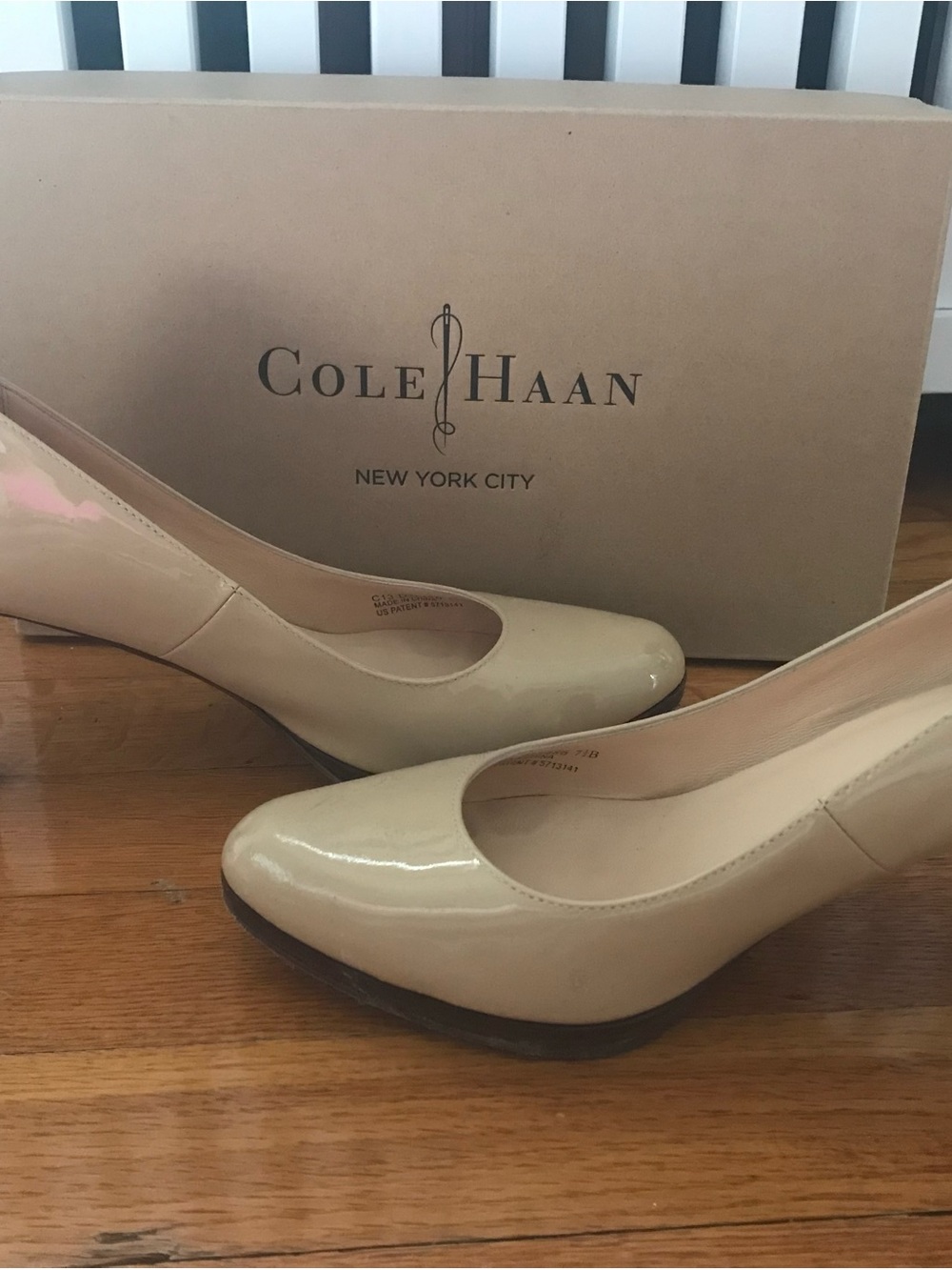 Cole Haan Beige Patent Leather Pump Heels